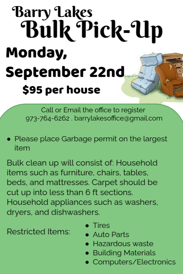 Barry Lakes Recreation - Barry Lakes Bulk Garbage Pickup